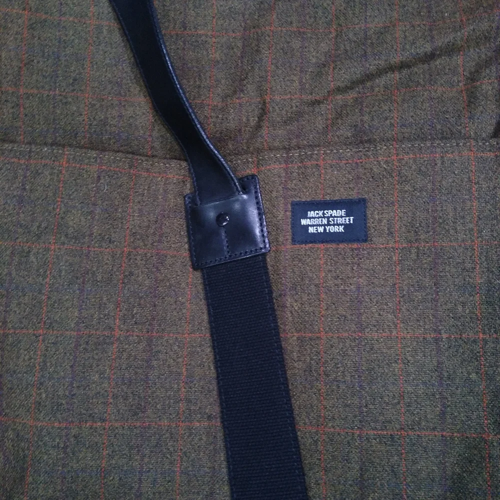 Jack Spade XL Tweed Tartan Olive Travel Overnight Bag - Picture 5 of 11